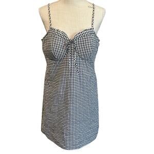 No Boundaries Juniors Sleeveless Ruffle Gingham Dress Size L NWT